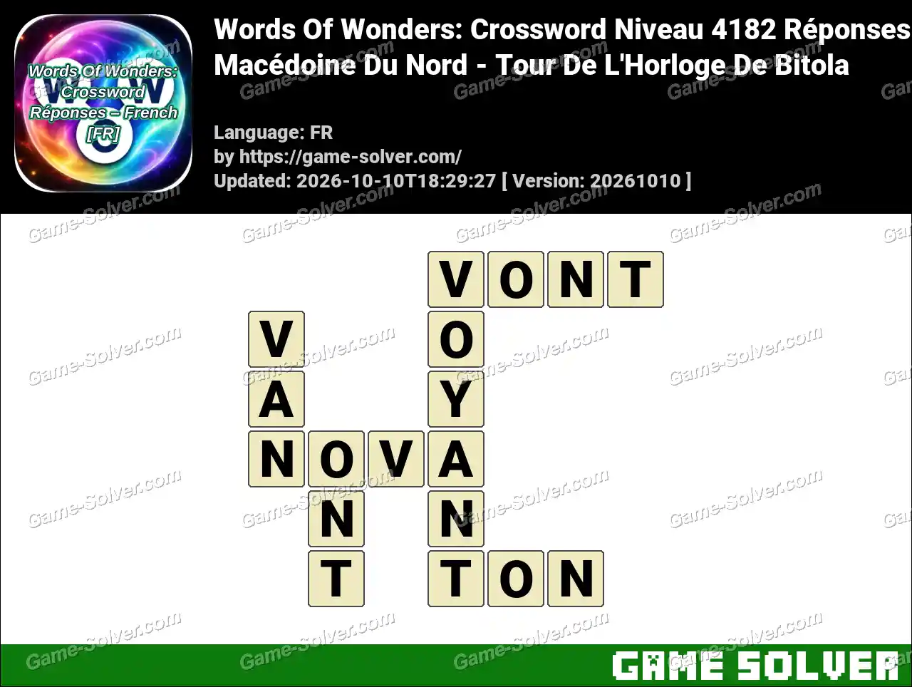 Words Of Wonders: Crossword Niveau 4182 Réponses – Macédoine Du Nord – Tour De L’Horloge De Bitola
